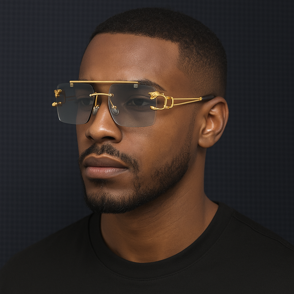 Lunettes de soleil carrées sans monture – Design luxe vintage pour hommes et femmes