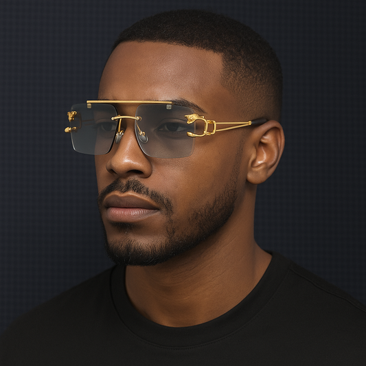 Lunettes de soleil carrées sans monture – Design luxe vintage pour hommes et femmes