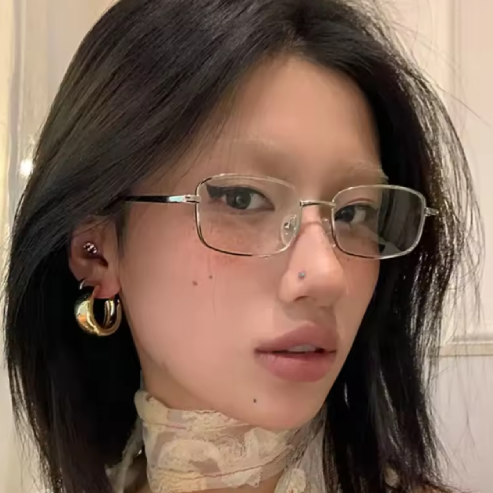 Lunettes carrées rétro Y2K – style Harajuku, monture métallique fine, anti-lumière bleue pour femmes